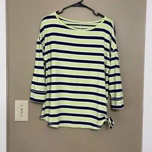 T by Talbots Zingy Stripe 3/4 sleeve top shirt sun protection pullover soft lu…